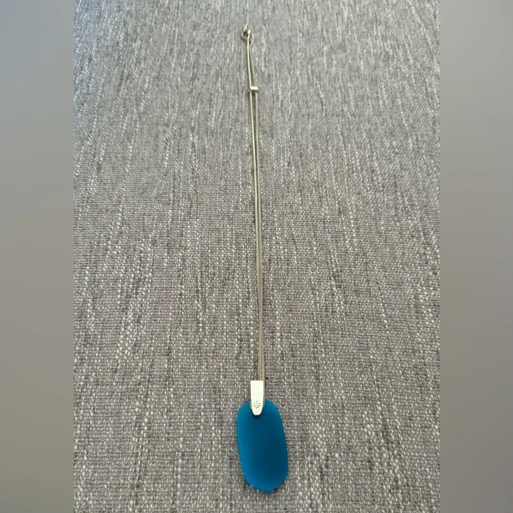EUC - Kendra Scott Gold Inez Blue Agate Pendant Necklace - Picture 6 of 8